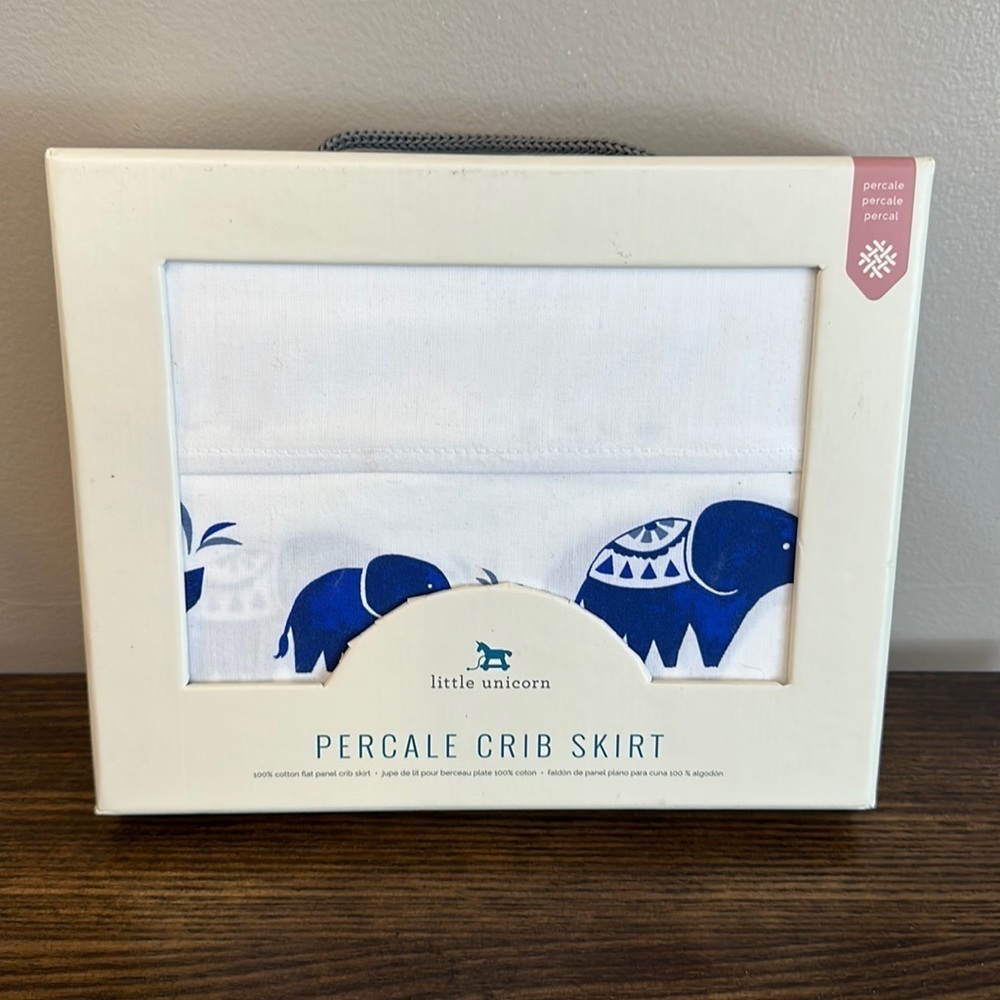 NEW Little Unicorn Elephant Percale Crib Skirt